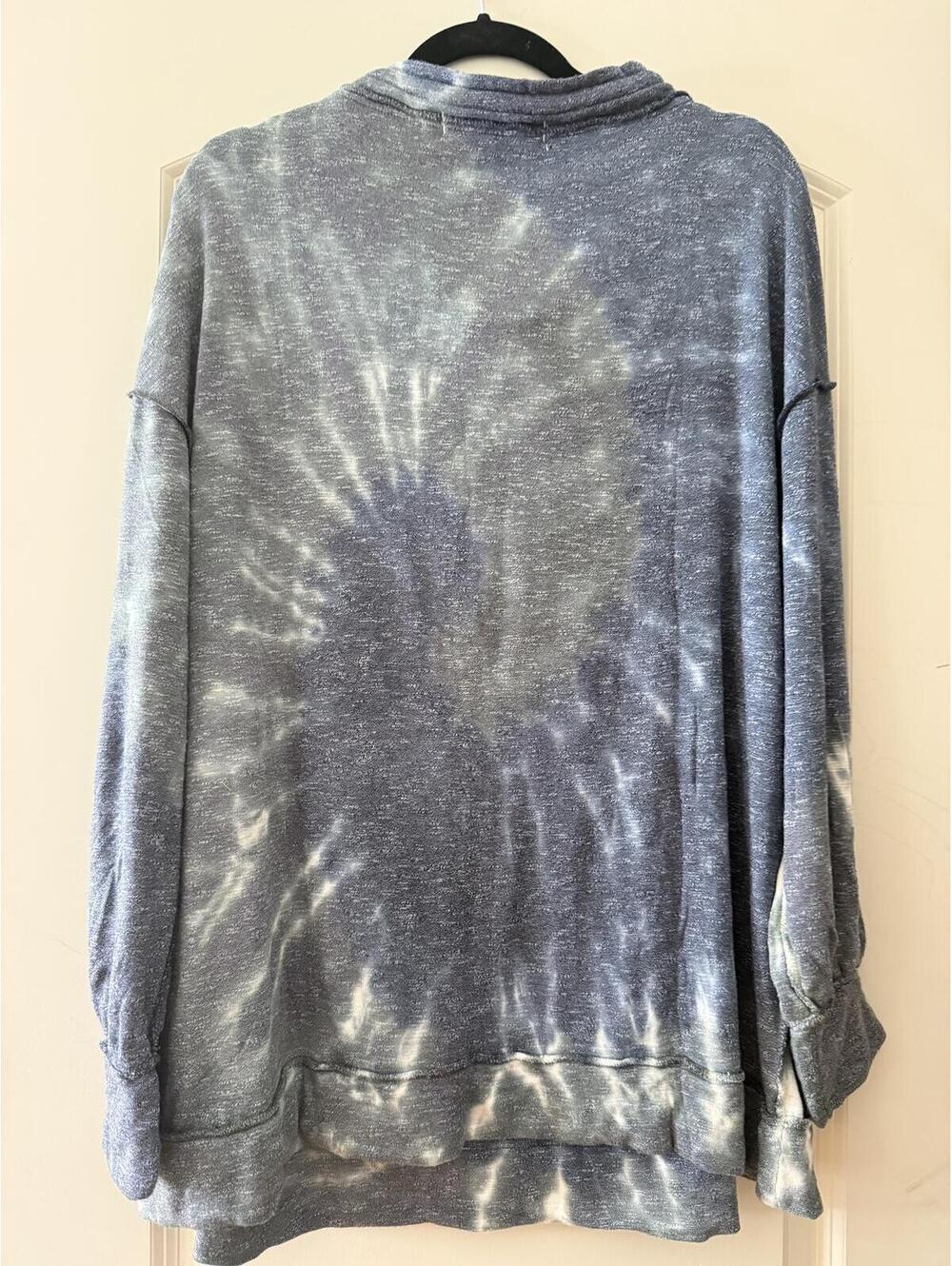 We The Free Best Catch Tie Dye Blue Green Pullover Sweatshirt Long Sleeve Top